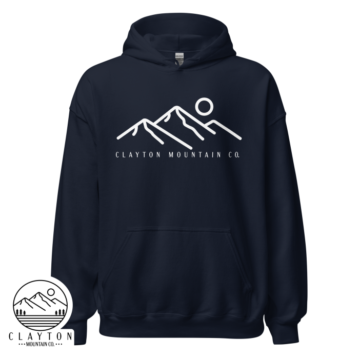 Clayton Mountain Co. Hoodie – Simple, Modern, and Cozy - Clayton, GA -Unisex-Heavy-Blend-Hoodie-Navy