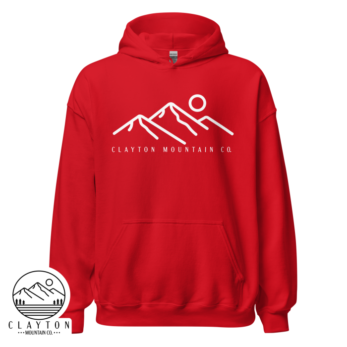 Clayton Mountain Co. Hoodie – Simple, Modern, and Cozy - Clayton, GA -Unisex-Heavy-Blend-Hoodie-Red