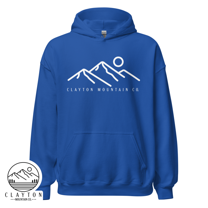 Clayton Mountain Co. Hoodie – Simple, Modern, and Cozy - Clayton, GA -Unisex-Heavy-Blend-Hoodie-Royal