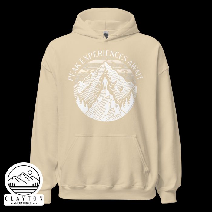 Adventure in Comfort: Peak Experiences Await Hoodie - Clayton, GA -Unisex-Heavy-Blend-Hoodie-Sand