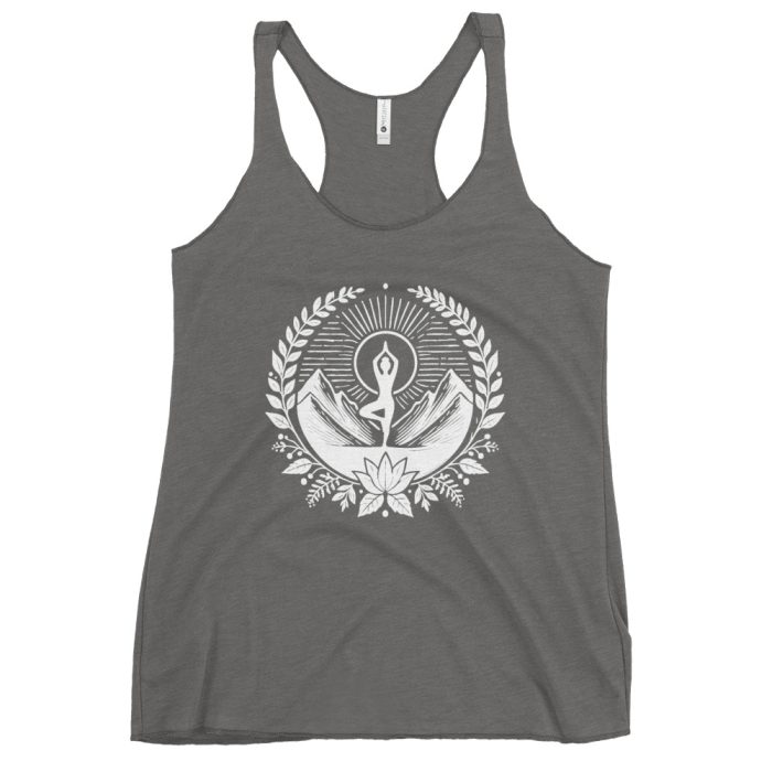 Mountain Zen Women's Racerback Tank – Lightweight, Soft, and Stylish - Clayton, GA -Womens-Racerback-Tank-Top-Premium-Heather-Front