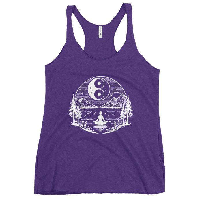 Tranquil Balance Women's Racerback Tank – Serenity, Comfort, and Style - Clayton, GA -Womens-Racerback-Tank-Top-Purple-Rush-Front