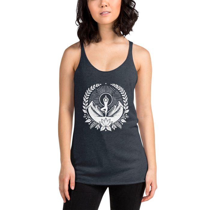 Mountain Zen Women's Racerback Tank – Lightweight, Soft, and Stylish - Clayton, GA -Womens-Racerback-Tank-Top-Vintage-Navy-Front