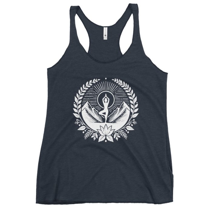 Mountain Zen Women's Racerback Tank – Lightweight, Soft, and Stylish - Clayton, GA -Womens-Racerback-Tank-Top-Vintage-Navy-Front