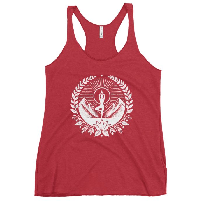 Mountain Zen Women's Racerback Tank – Lightweight, Soft, and Stylish - Clayton, GA -Womens-Racerback-Tank-Top-Vintage-Red-Front