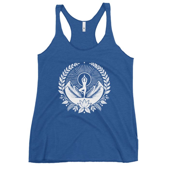 Mountain Zen Women's Racerback Tank – Lightweight, Soft, and Stylish - Clayton, GA -Womens-Racerback-Tank-Top-Vintage-Royal-Front