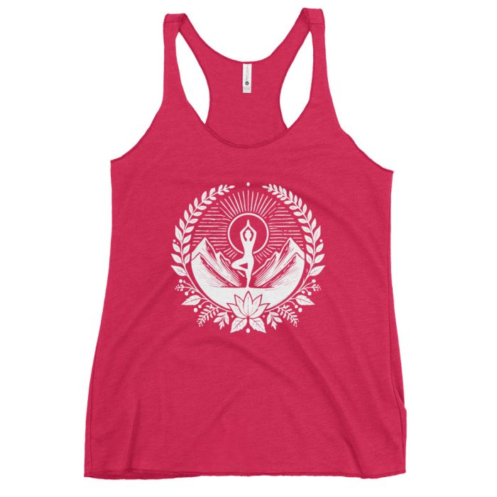 Mountain Zen Women's Racerback Tank – Lightweight, Soft, and Stylish - Clayton, GA -Womens-Racerback-Tank-Top-Vintage-Shocking-Pink-Front