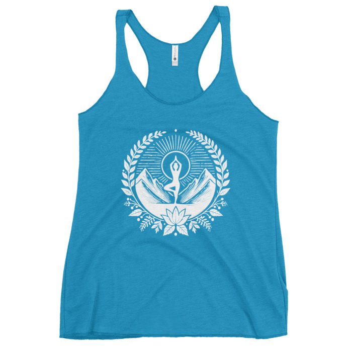 Mountain Zen Women's Racerback Tank – Lightweight, Soft, and Stylish - Clayton, GA -Womens-Racerback-Tank-Top-Vintage-Turquoise-Front